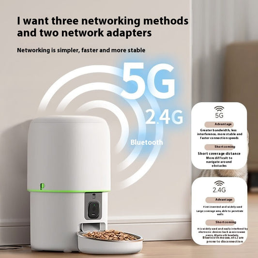 Automatic Pet Feeder with Camera and App - Smart WiFi Dog Feeder, Dual Voice Record & HD Video, Portion Control, for Cats and Small Dogs