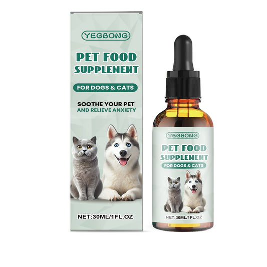 Yegbong pet food supplement bottle and packaging on a white background