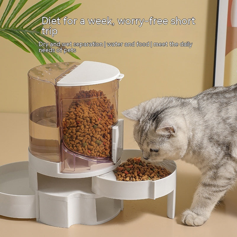 Automatic pet feeder with water change system for cats and dogs
